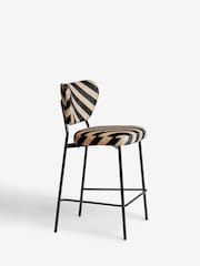 Rockett St George Studio Stripe Velvet Sand and Black Perfect Bar Stool - Image 3 of 6