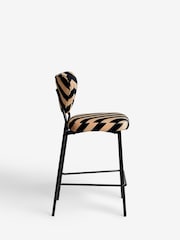 Rockett St George Studio Stripe Velvet Sand and Black Perfect Bar Stool - Image 4 of 6