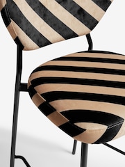 Rockett St George Studio Stripe Velvet Sand and Black Perfect Bar Stool - Image 6 of 6