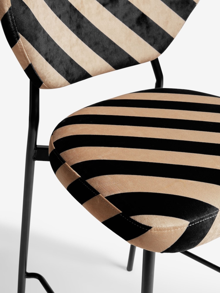 Rockett St George Studio Stripe Velvet Sand and Black Perfect Bar Stool - Image 6 of 6