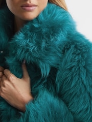 Reiss Teal Caitlin Short Shearling Jacket - Image 4 of 7