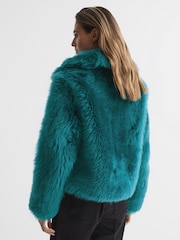 Reiss Teal Caitlin Short Shearling Jacket - Image 5 of 7