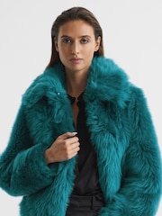 Reiss Teal Caitlin Short Shearling Jacket - Image 6 of 7