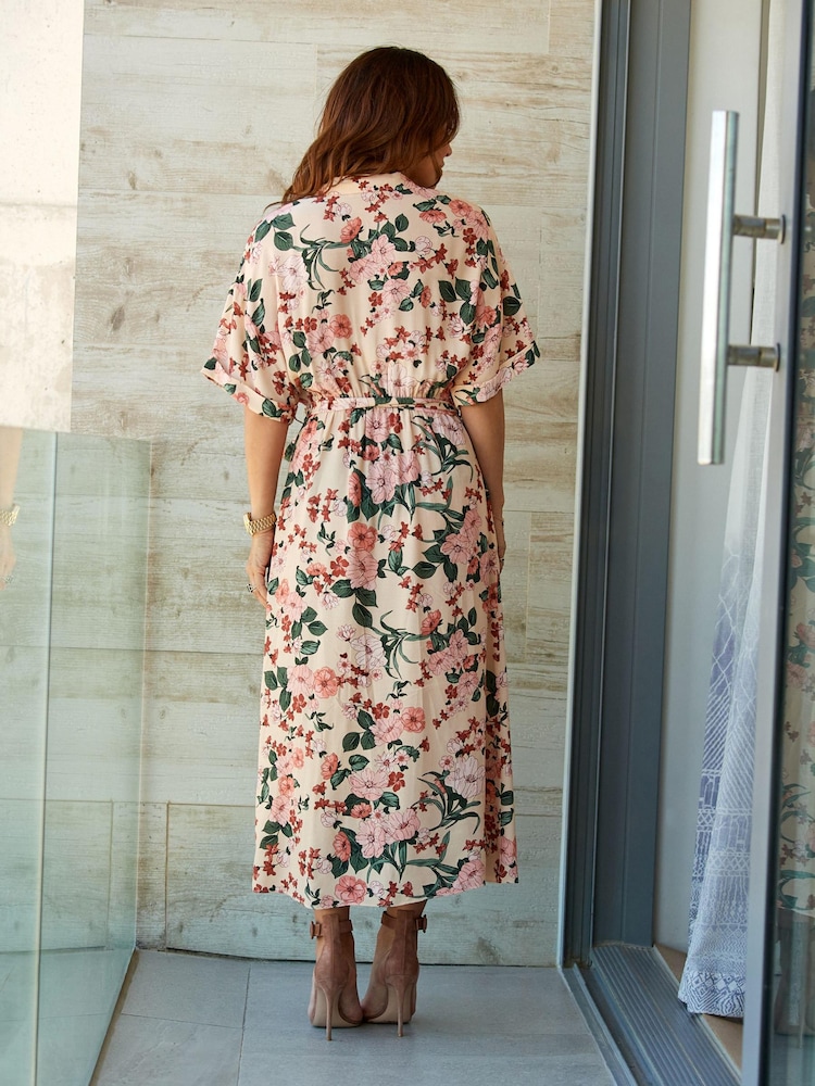Crème - Myleene Klass Robe portefeuille Floral Imprimé - Image 3 of 6