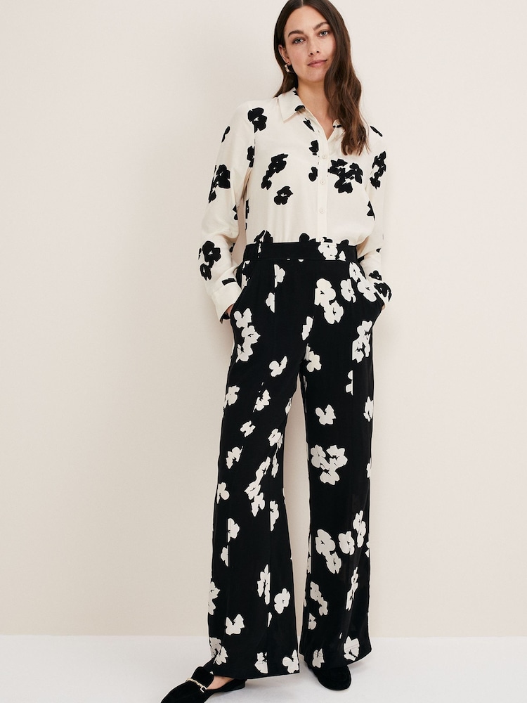 Phase Eight Rae Floral Wide Leg Black Trousers - Image 2 of 6 Phase Eight Rae Floral Wide Leg Black Trousers - Image 2 of 6