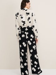 Phase Eight Rae Floral Wide Leg Black Trousers - Image 3 of 6