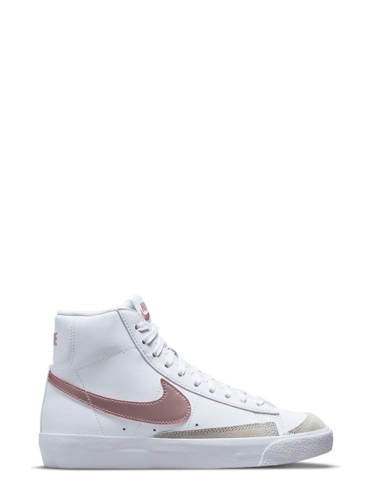 Белый/розовый с эффектом металлик - Детские кроссовки Nike Blazer 77 - Изображение 1 из 8