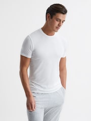 Reiss White Aspen Crew Neck Mercerised Cotton Jersey T-Shirt - Image 1 of 6