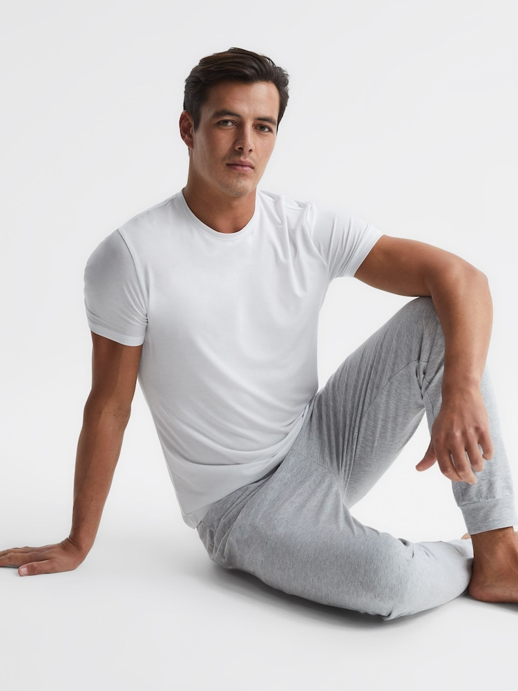 Reiss White Aspen Crew Neck Mercerised Cotton Jersey T-Shirt - Image 6 of 6