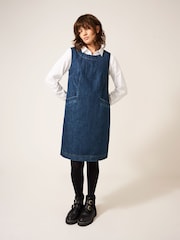 White Stuff Blue Lothbury Organic Denim Pinny Dress - Image 1 of 6