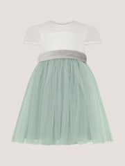 Monsoon Green Baby Velvet Bow Bridesmaid Dress - Image 2 of 3