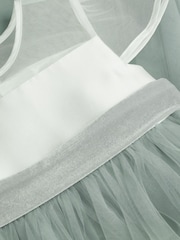 Monsoon Green Baby Velvet Bow Bridesmaid Dress - Image 3 of 3