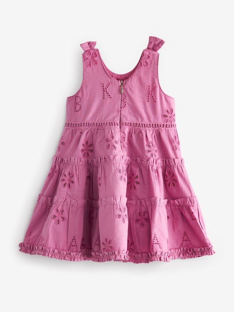 Baker by Ted Baker Pink Broderie Dress and Hat Set - Image 2 of 5