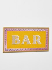 Oliver Bonas Yellow Bar Beaded Cotton Wall Art - Image 1 of 3