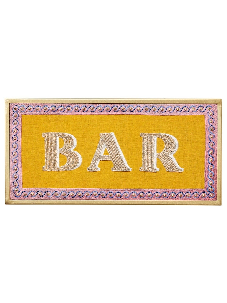 Oliver Bonas Yellow Bar Beaded Cotton Wall Art - Image 2 of 3