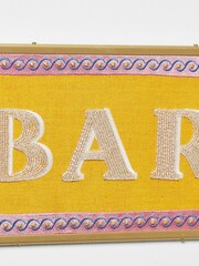 Oliver Bonas Yellow Bar Beaded Cotton Wall Art - Image 3 of 3