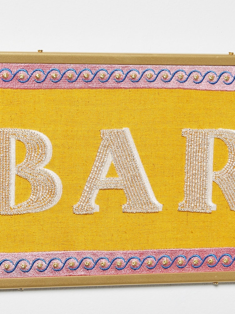 Oliver Bonas Yellow Bar Beaded Cotton Wall Art - Image 3 of 3