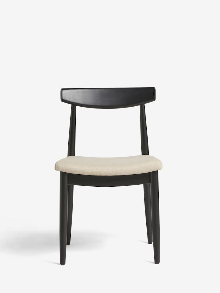 Soft Linen Look Light Natural Crosby Black Leg Dining Chairs Set of 2 - Image 2 of 9