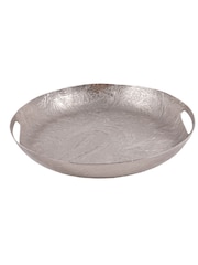Laura Ashley Pewter Grey Winspear Leaf Embossed Round Platter - Image 2 of 4