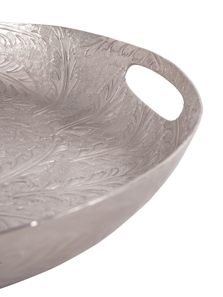 Laura Ashley Pewter Grey Winspear Leaf Embossed Round Platter - Image 4 of 4