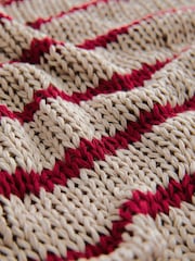 Neutral and Red Stripe Stitch Long Sleeve Jumper - Image 6 of 6