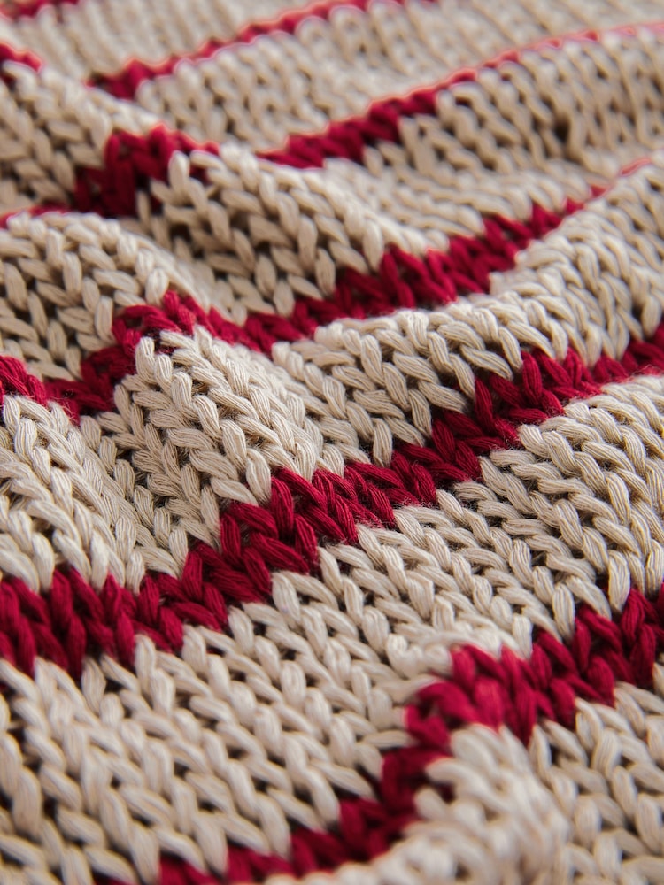 Neutral and Red Stripe Stitch Long Sleeve Jumper - Image 6 of 6