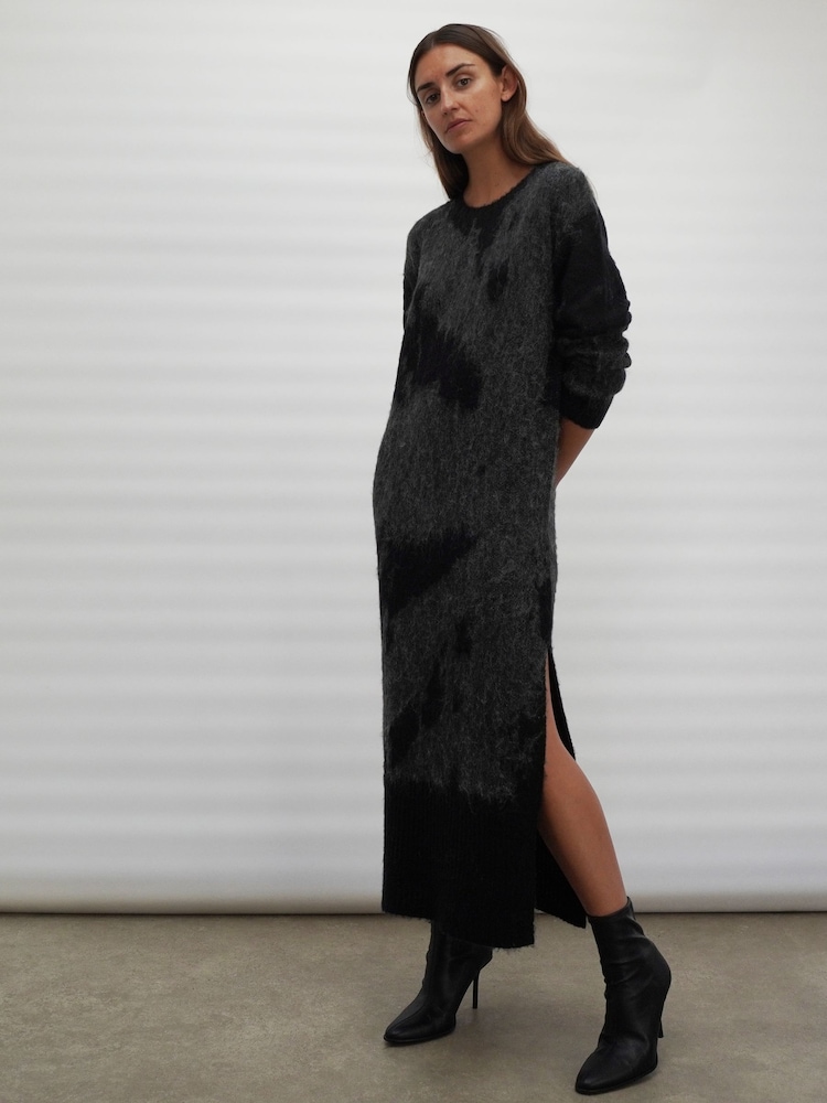 Religion Grey Cosy Heritage Knitted Midi Dress In Soft Fluffy Yarn - Image 1 of 7