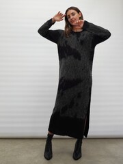 Religion Grey Cosy Heritage Knitted Midi Dress In Soft Fluffy Yarn - Image 6 of 7