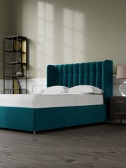 Swoon Easy Velvet Kingfisher Blue Kipling Divan Bed - Image 2 of 8