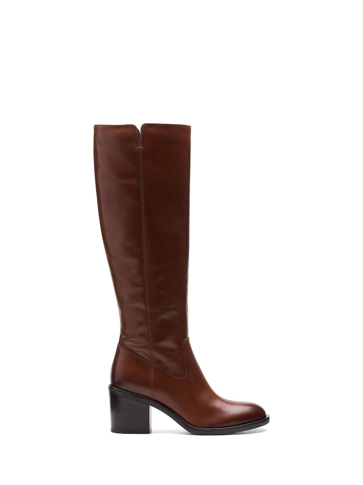 Clarks Dark Tan Brown Leather Valvestino Hi Boots - Image 1 of 7