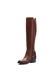 Clarks Dark Tan Brown Leather Valvestino Hi Boots - Image 4 of 7