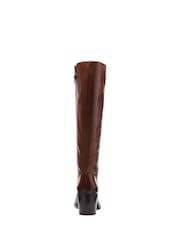 Clarks Dark Tan Brown Leather Valvestino Hi Boots - Image 6 of 7