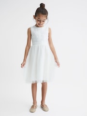 Reiss Ivory Kit 4-9 yrs Lace Tulle Occasion Dress - Image 3 of 6