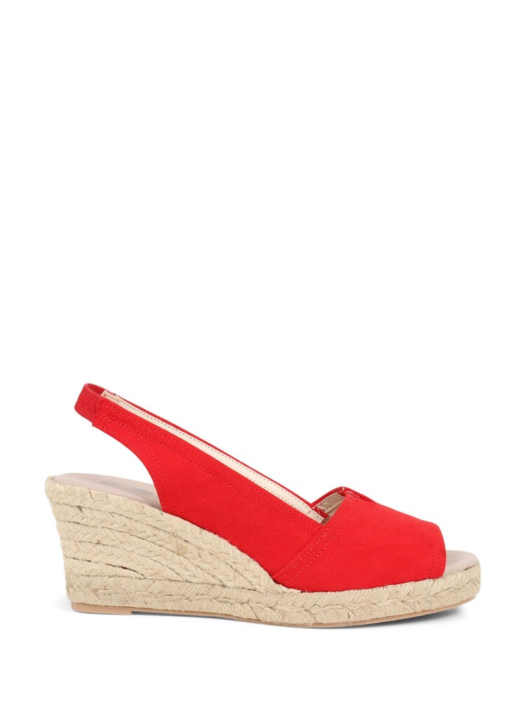 Pavers Red Peep Toe Wedge Sandals - Image 1 of 5 Pavers Red Peep Toe Wedge Sandals - Image 1 of 5