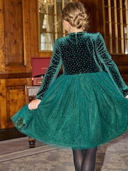 Angel & Rocket Green Elsie Velvet Tulle Dress - Image 2 of 8