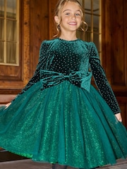 Angel & Rocket Green Elsie Velvet Tulle Dress - Image 3 of 8