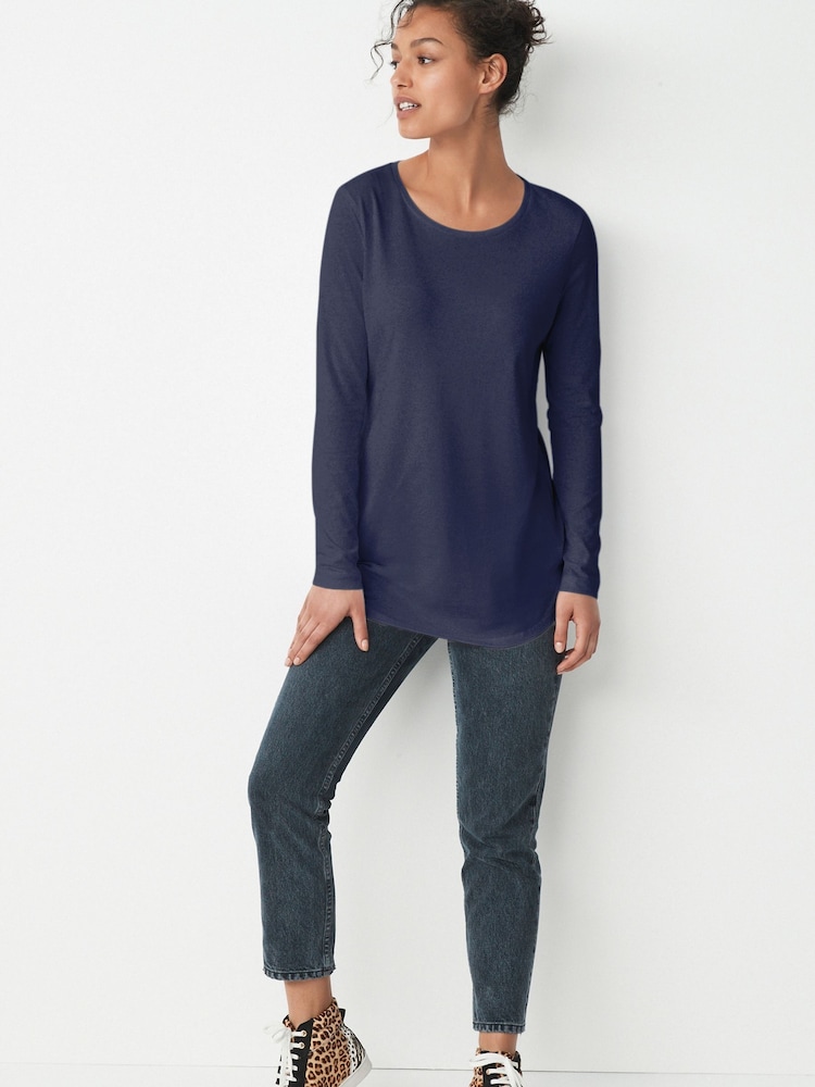 Navy 100% Cotton Tall Long Sleeve Top - Image 2 of 6