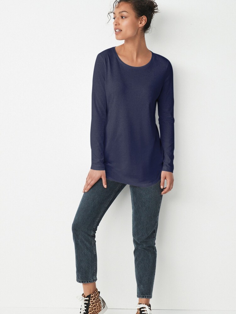 Navy 100% Cotton Tall Long Sleeve Top - Image 2 of 6 Navy 100% Cotton Tall Long Sleeve Top - Image 2 of 6