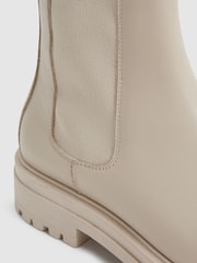 Reiss Soft Camel Thea Boots Leather Pull On Chelsea Boots - Image 5 of 6