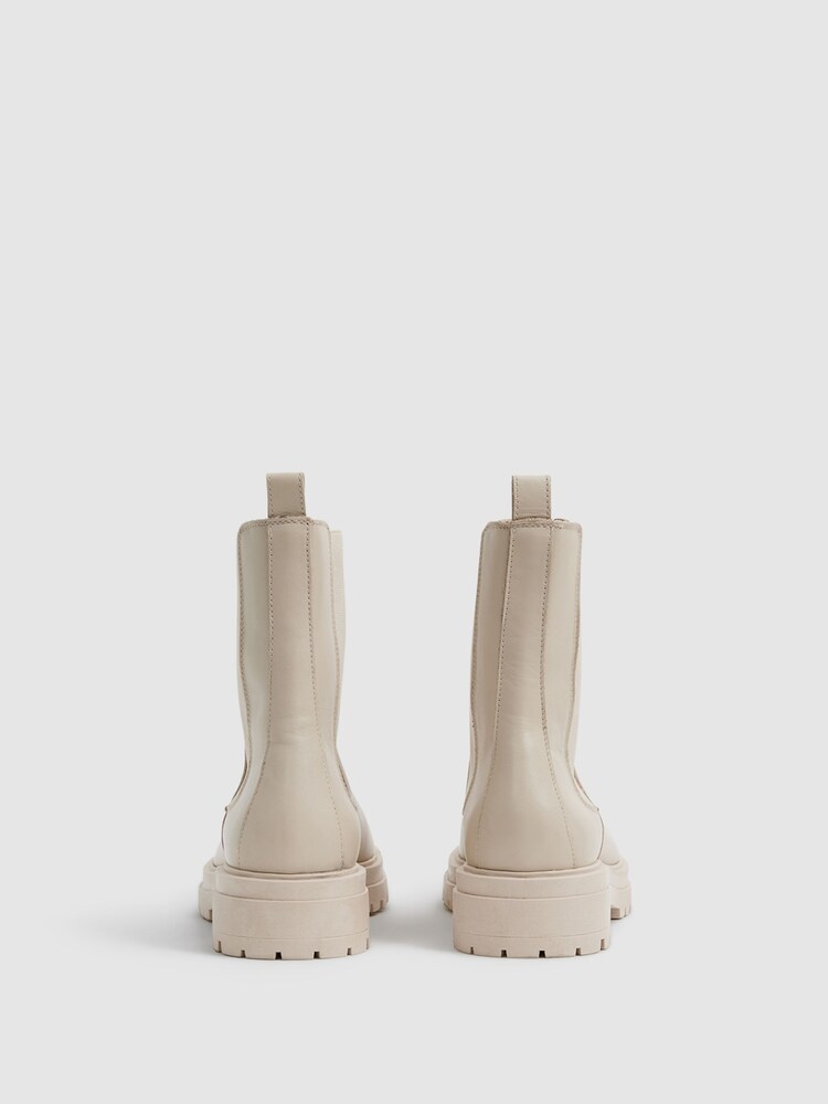 Reiss Soft Camel Thea Boots Leather Pull On Chelsea Boots - Image 6 of 6