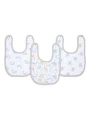 aden + anais White Baby Essentials 100% Cotton Muslin Snap Bibs 3 Pack - Image 1 of 4
