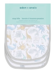 aden + anais White Baby Essentials 100% Cotton Muslin Snap Bibs 3 Pack - Image 2 of 4