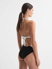 Reiss Black/White Savannah Lattice Halterneck Swimsuit - Image 5 of 5