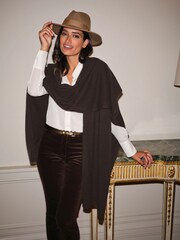 Pure Collection Black Gassato Knitted Wrap Ponchos - Image 1 of 1
