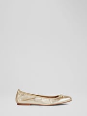 LK Bennett Gold Trilly Leather Ballerina Pumps - Image 1 of 4