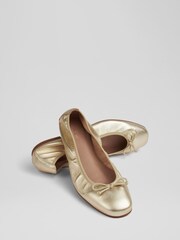 LK Bennett Gold Trilly Leather Ballerina Pumps - Image 3 of 4