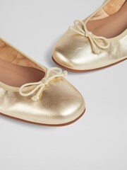 LK Bennett Gold Trilly Leather Ballerina Pumps - Image 4 of 4