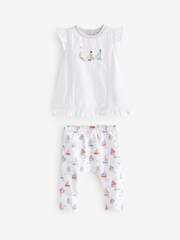 Pink/White Baby Woven T-Shirt And Leggings Set 2 Piece - Image 1 of 1