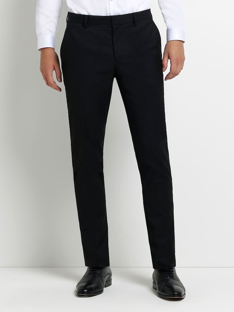 River Island Black Skinny Twill Suit Trousers - Image 1 of 4