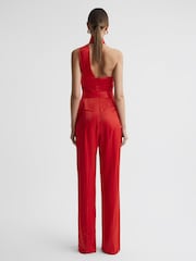 Rojo - Mono largo ajustado con cuello halter de satén Jules de Reiss - Imagen 5 de 5